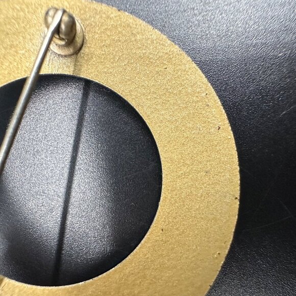 Vintage Round Enamel Brooch Pin Sky Blue White Polka Dot Modern Simple Jewelry - Picture 5 of 8